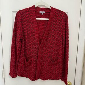 Habitat Clothes to Live In Honeycomb Texture Cardigan Size Small Red Black
